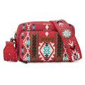 Montana West Wrangler Aztec Printed Crossbody Purse With Wallet Compartment - Red?-WG2207-3003RED