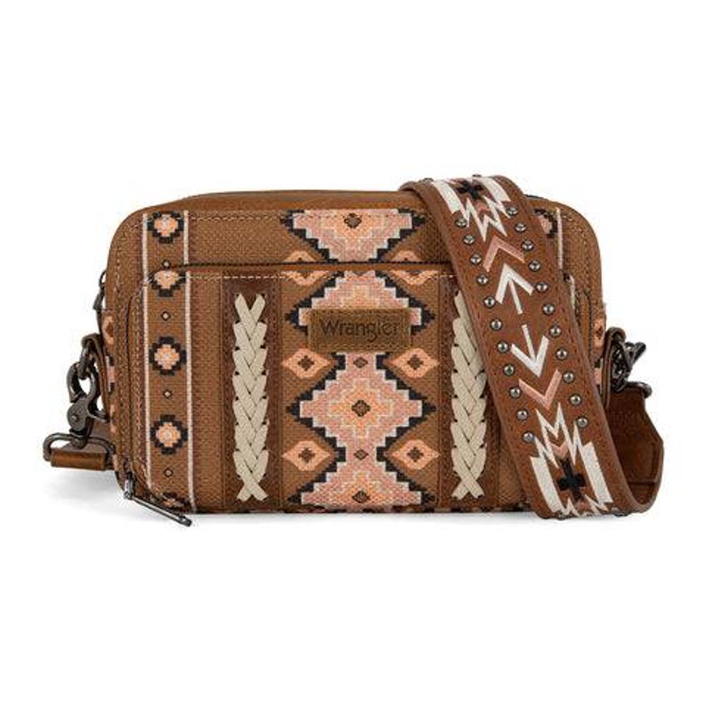Montana West Wrangler Southwestern Pattern Dual Sided Print Crossbody Purse With Wallet Comp-WG2207-3005BR