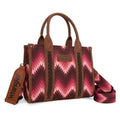 Montana West Wrangler Southwestern Pattern Dual Sided Print Tote/Crossbody - Dark Pink-WG2211-8120SDPK