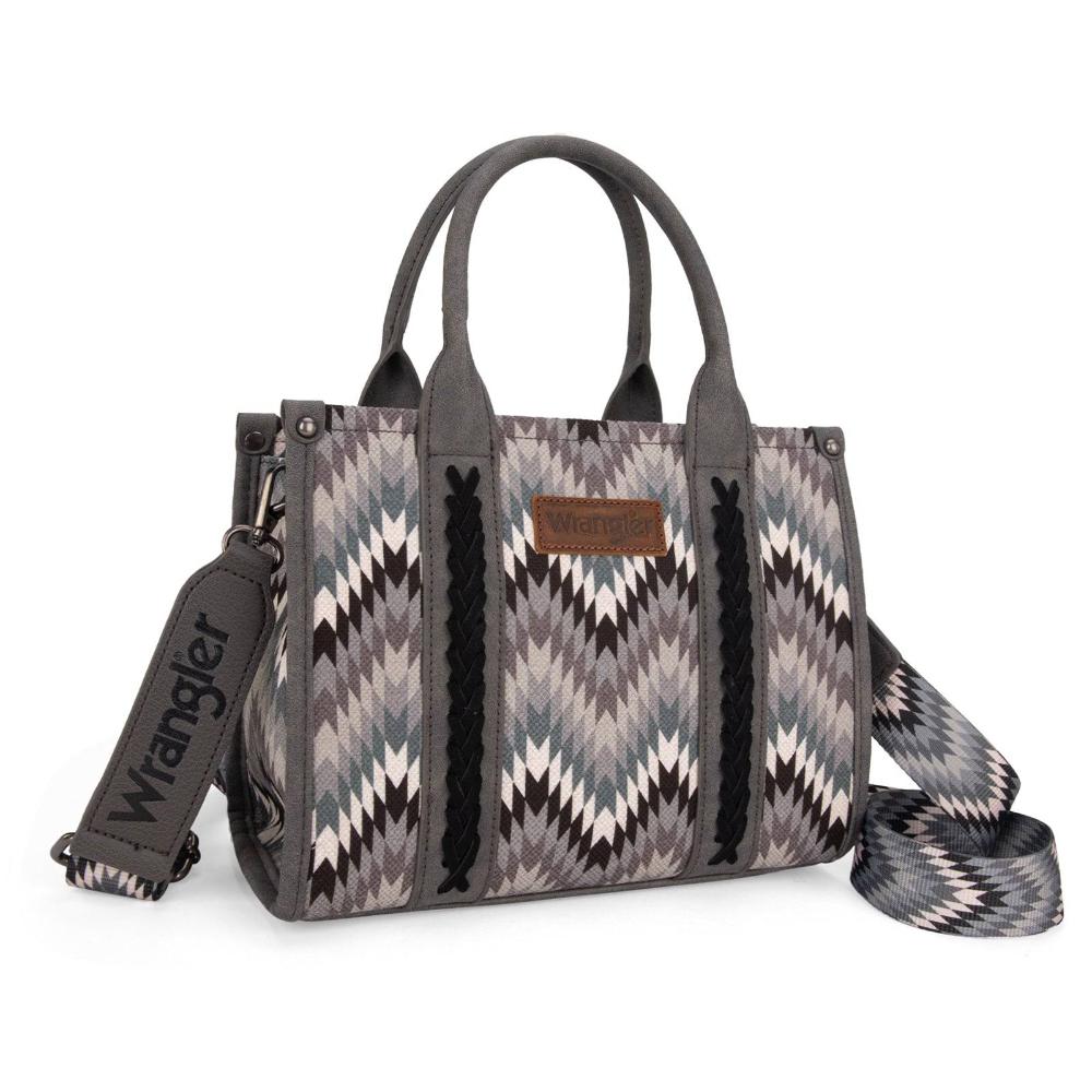 Montana West Wrangler Southwestern Pattern Dual Sided Print Tote/Crossbody - Grey?-WG2211-8120SGRY