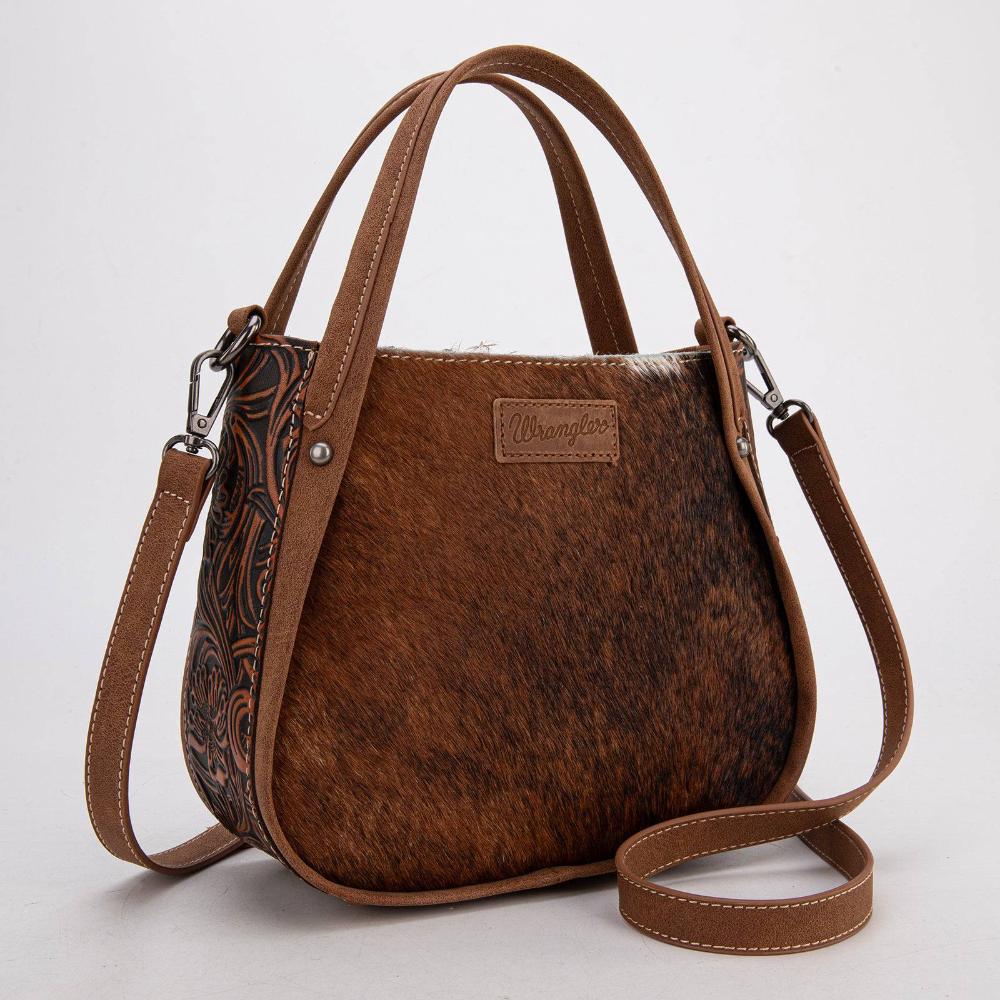 Montana West Wrangler Genuine Hair-On Cowhide Tote/Crossbody - Brown-WG169-2022BR