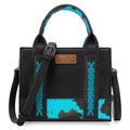 Montana West Wrangler Cow Print Mini Tote/Crossbody - Turquoise-WG102S-8120TQ