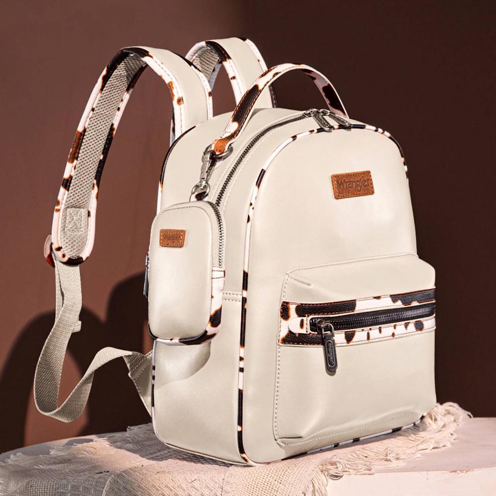 Montana West Wrangler Cow Print Backpack With Coin Pouch - Tan-WG102-8603TN