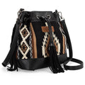 Montana West Wrangler Southwestern Knitted Drawstring Crossbody Bag - Black-WG174-2029BL