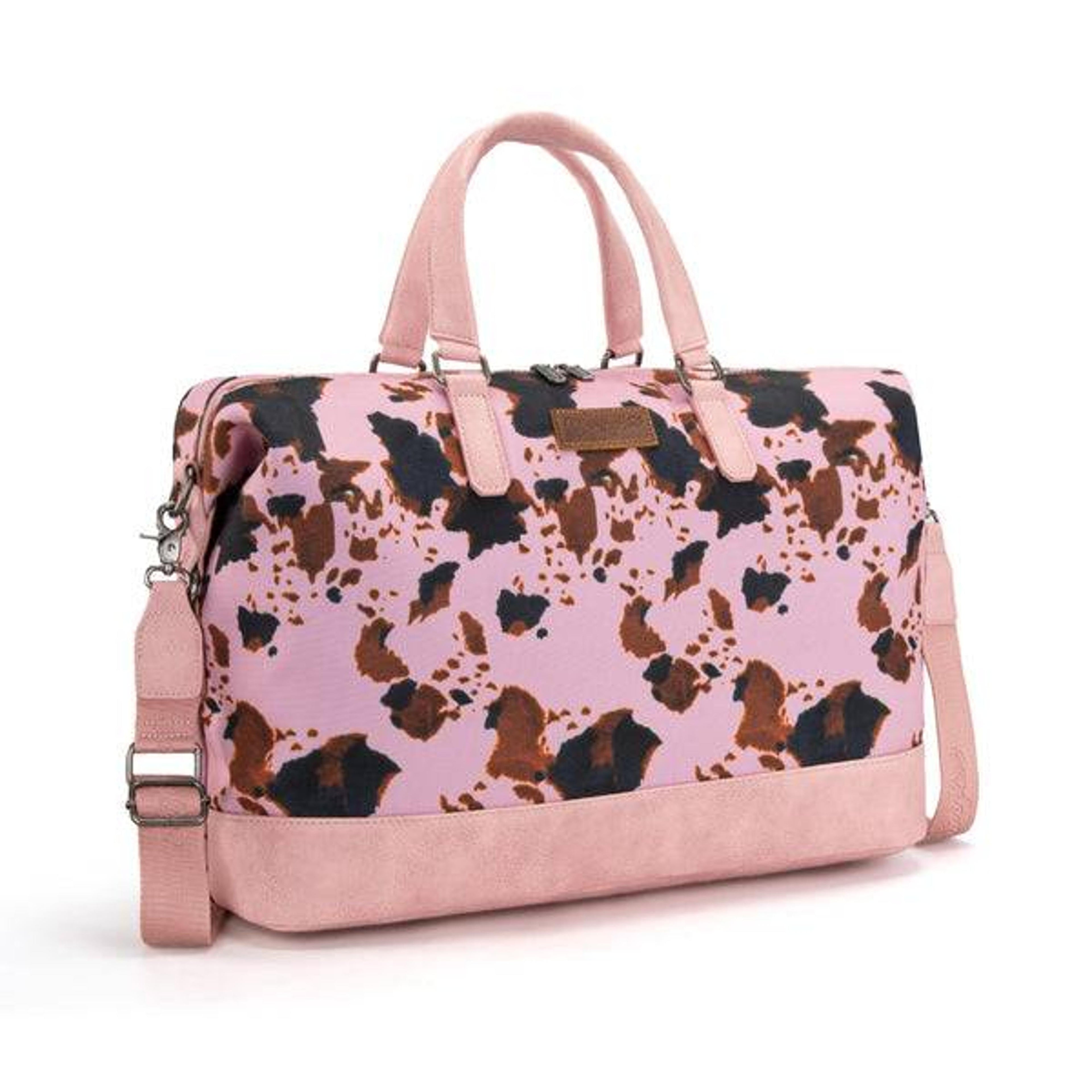 Montana West Wrangler Cow Print Weekender Bag-WG133-5110PK