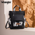 Montana West Wrangler Cow Print Tote/Shoulder Bag Convertible Backpack - Bk-Ow-WG161-91123BL