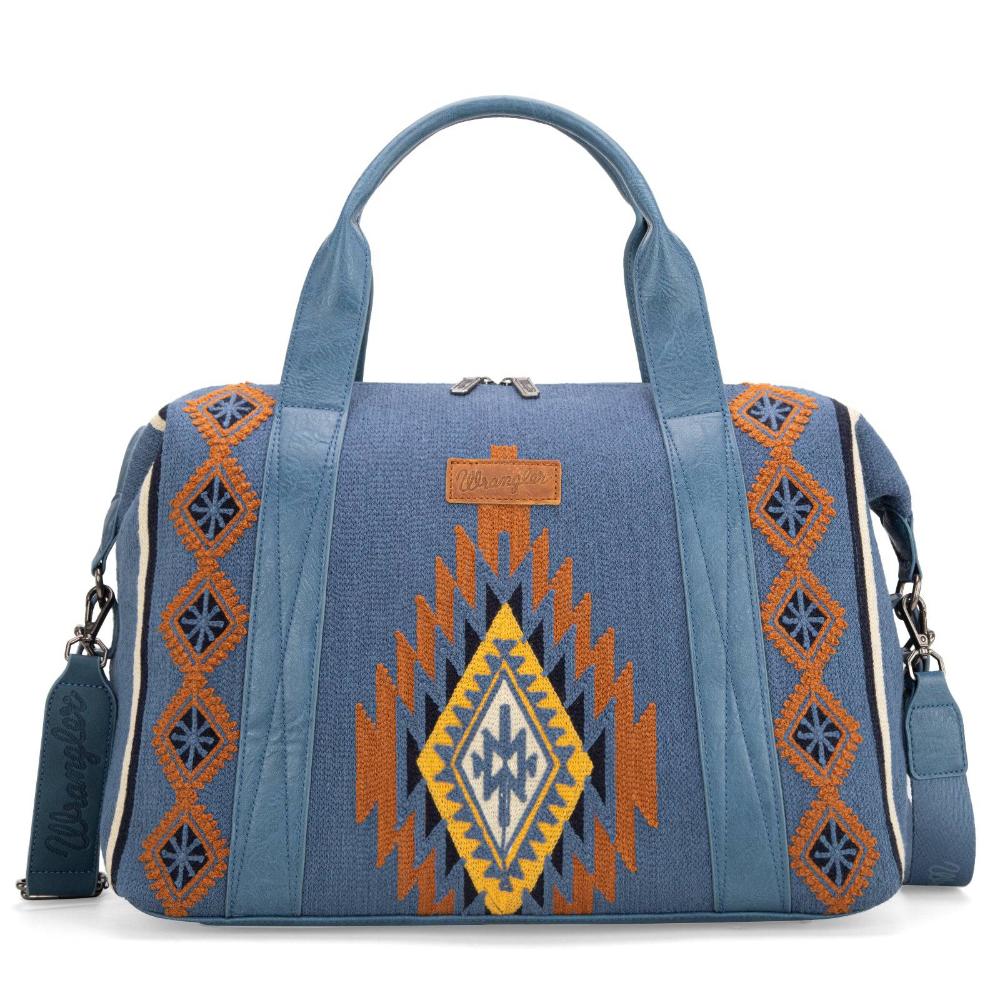 Montana West Wrangler Sherpa Aztec Canvas Duffle Bag - Jean-WG275-5110JEN