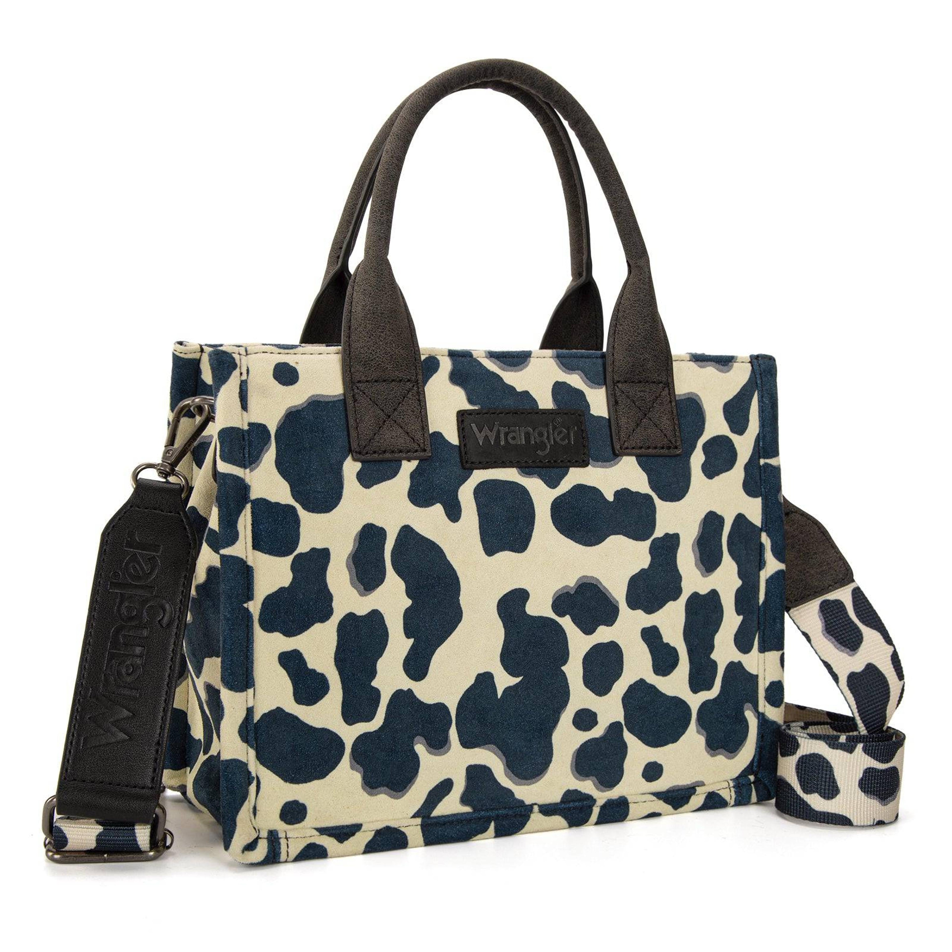 Montana West Wrangler Cow Print Concealed Carry Tote/Crossbody Bag-SP-WG264-8120BK