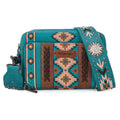 Montana West Wrangler Aztec Printed Crossbody Purse With Wallet Compartment - Turquoise-WG2207-3005TQ