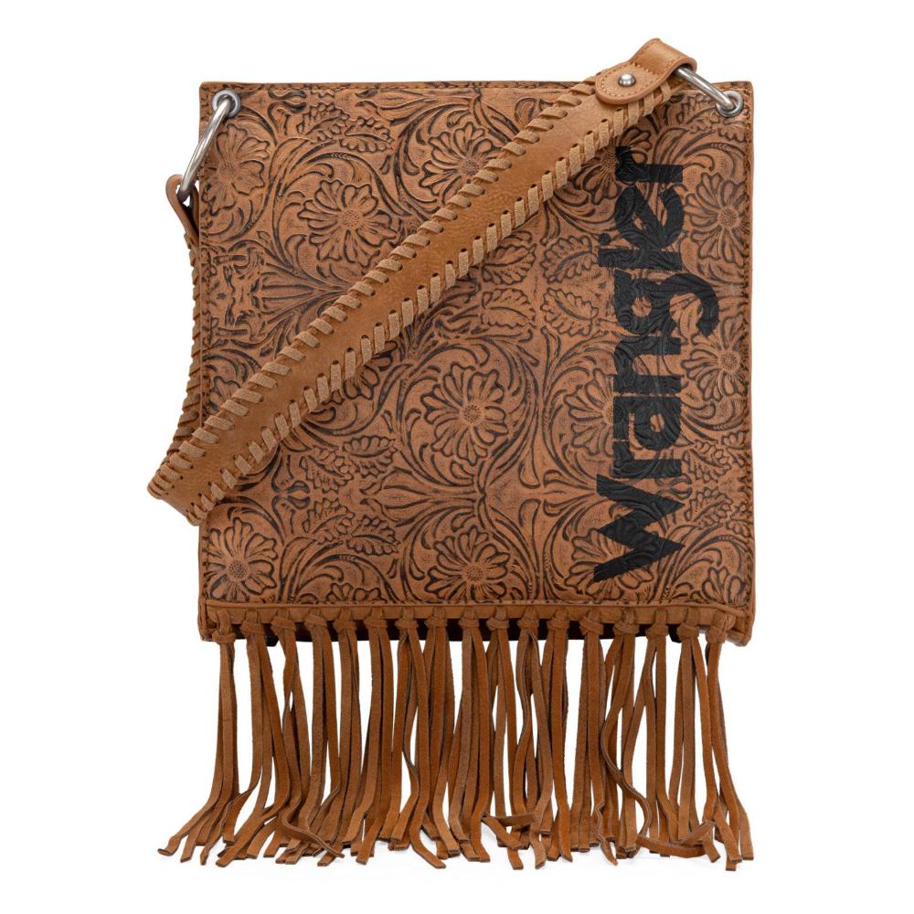 Montana West Wrangler Floral Embossed Fringe Concealed Carry Hobo/Crossbody - Light Brown-WG45G-918LBR