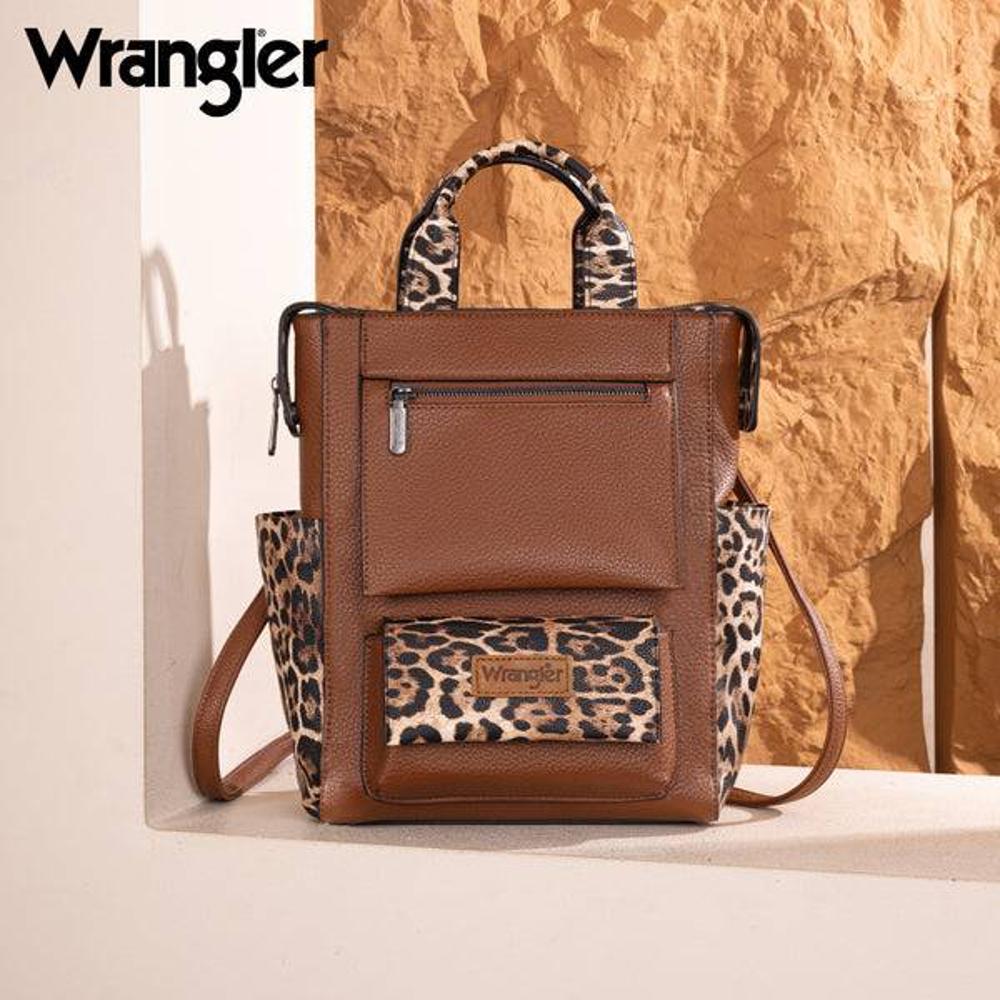 Montana West Wrangler Leopard Print Tote/Shoulder Bag Convertible Backpack - Leopard-WG161-91123LEO