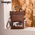 Montana West Wrangler Cow Print Tote/Shoulder Bag Convertible Backpack - Brown-WG161-91123BR