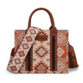 Montana West Wrangler Aztec Pattern Dual Sided Print -Tote/Crossbody - Light Brown-WG2209-8120SLBR