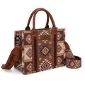 Montana West Wrangler Aztec Pattern Dual Sided Print -Tote/Crossbody -Brown-WG2209-8120SBR