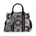 Montana West Wrangler Aztec Pattern Dual Sided Print -Tote/Crossbody -Black-WG2209-8120SBL