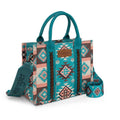 Montana West Wrangler Aztec Pattern Dual Sided Print -Tote/Crossbody -Turquoise-WG2209-8120STQ