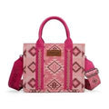 Montana West Wrangler Aztec Pattern Dual Sided Print -Tote/Crossbody -Pink-WG2209-8120SPK