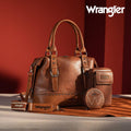 Montana West Wrangler 3Pcs Set Buckle Classic Barrel Satchel With Phone Wallet Crossbody -Br-WG48S-S5110BR