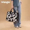Montana West Wrangler Carry-All Large Tote Work Tote /Crossbody - Cow-Black-WG288-8119BL
