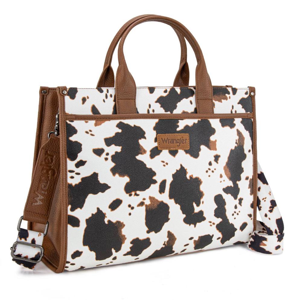 Montana West Carry-All Large Tote Work Tote /Crossbody - Cow-Brown-WG288-8119BR