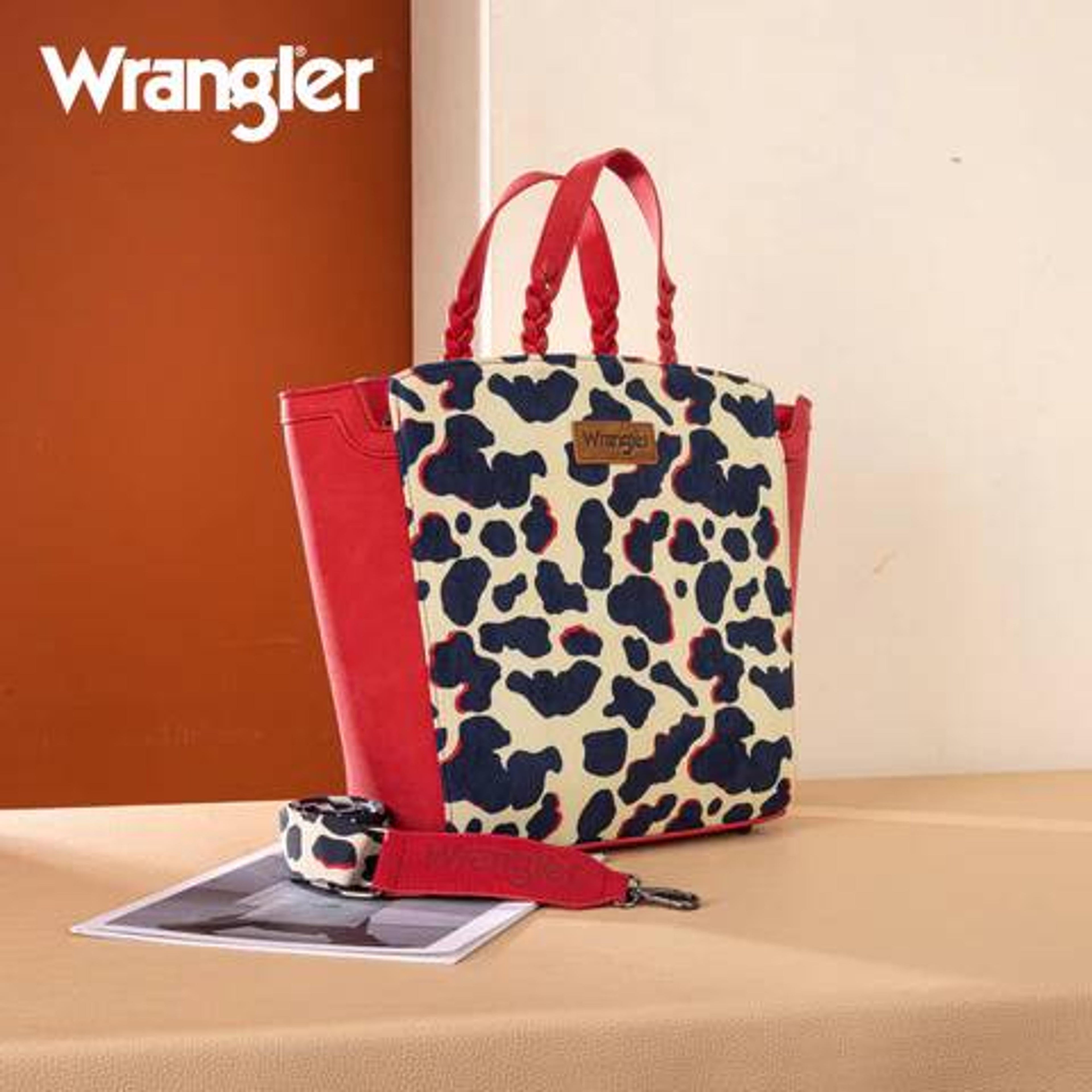 Montana West Wrangler Cow Print Concealed Carry Tote/Crossbody-WG264-8014RD