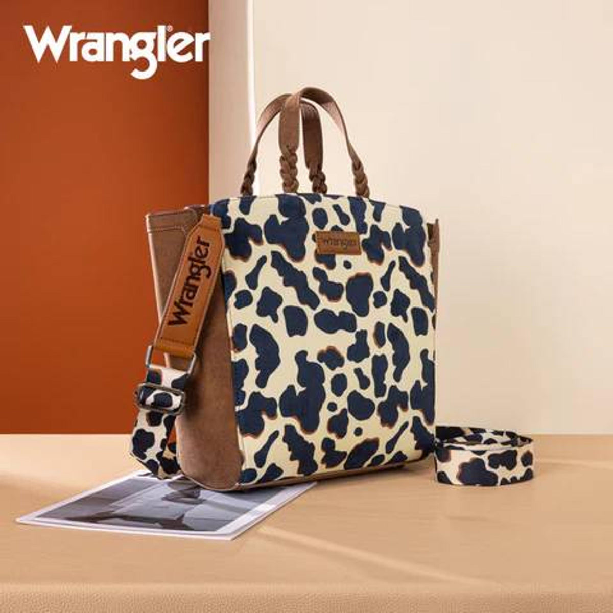 Montana West Wrangler Cow Print Concealed Carry Tote/Crossbody-WG264-8014BR