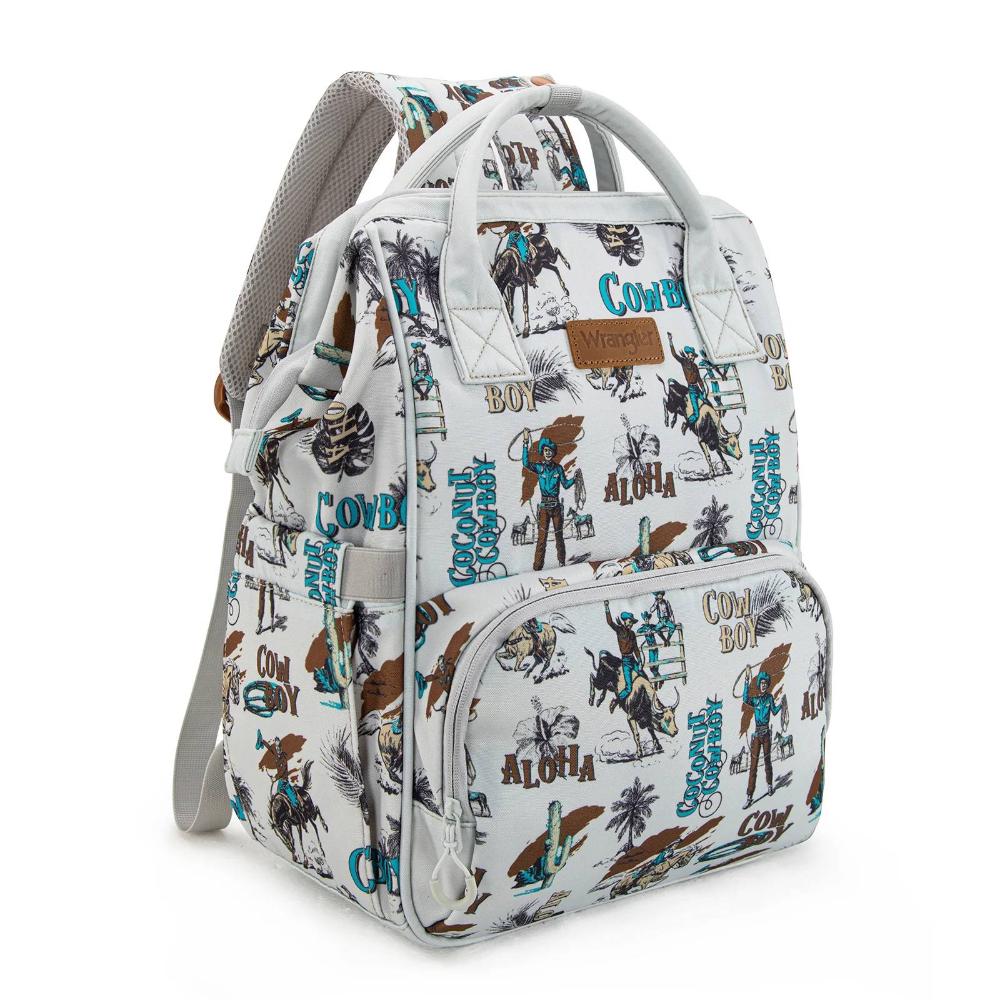 Montana West Wrangler Cowboy Printed Callie Backpack/Diaper Bag-Beige-WG2204-91102BE