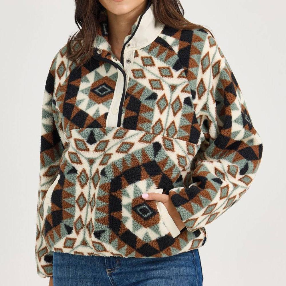 Wrangler Retro Western Vintage Sherpa Snap Pullover