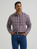 Wrangler Mens ? Wrinkle Resist Long Sleeve Shirt - Classic Fit Burgundy-112367709