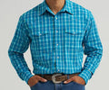 Wrangler Mens ? Wrinkle Resist Long Sleeve Shirt - Classic Fit Turquiose-112367711