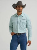 Wrangler Mens ? Logo Long Sleeve Shirt - Classic Fit - Snaps White-112367729