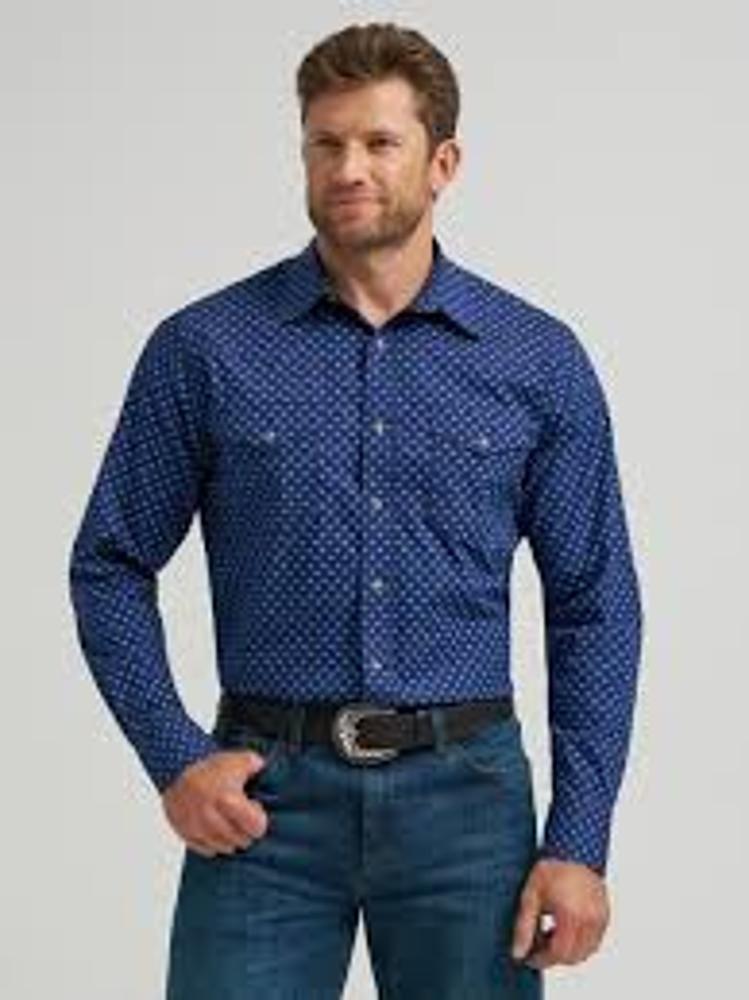 Wrangler Mens ? 20x? Competition Advanced Comfort Long Sleeve Shirt 7864 - Classic Fit Blue-112367864