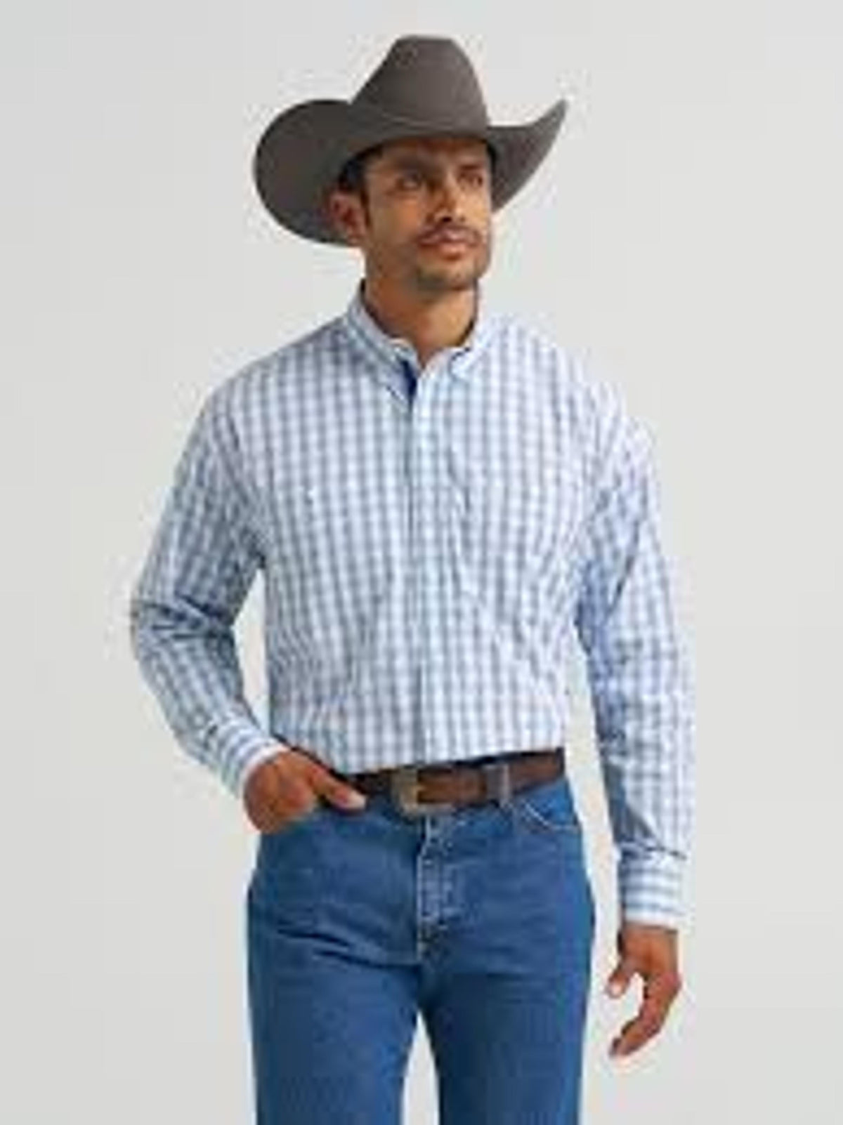 Wrangler Mens George Strait Collection Two Pocket Long Sleeve Shirt White-112368231