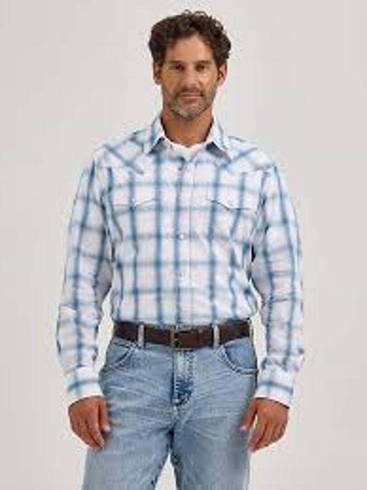 Wrangler Mens Retro? Premium Long Sleeve Shirt - Modern Fit White-112368522