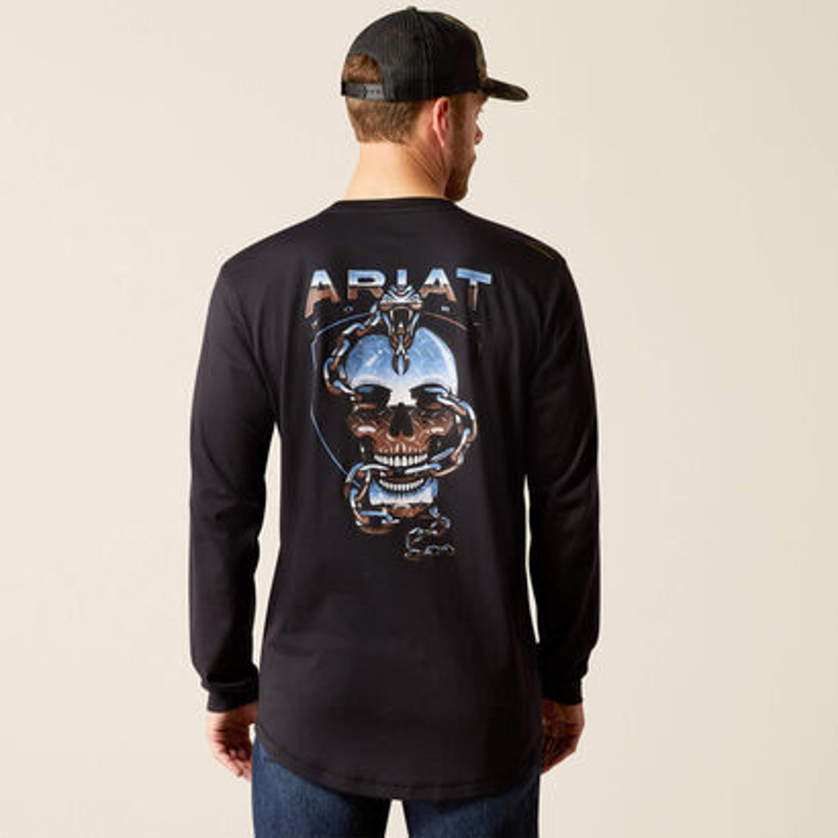 Ariat Mens Rebar Workman Chrome Skull T-Shirt-10052055