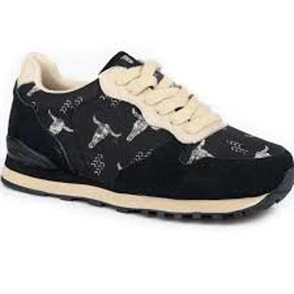 Roper Womens Giddyup Longhorn Suede Jogger Shoe - Blue-21-1797-3707BL