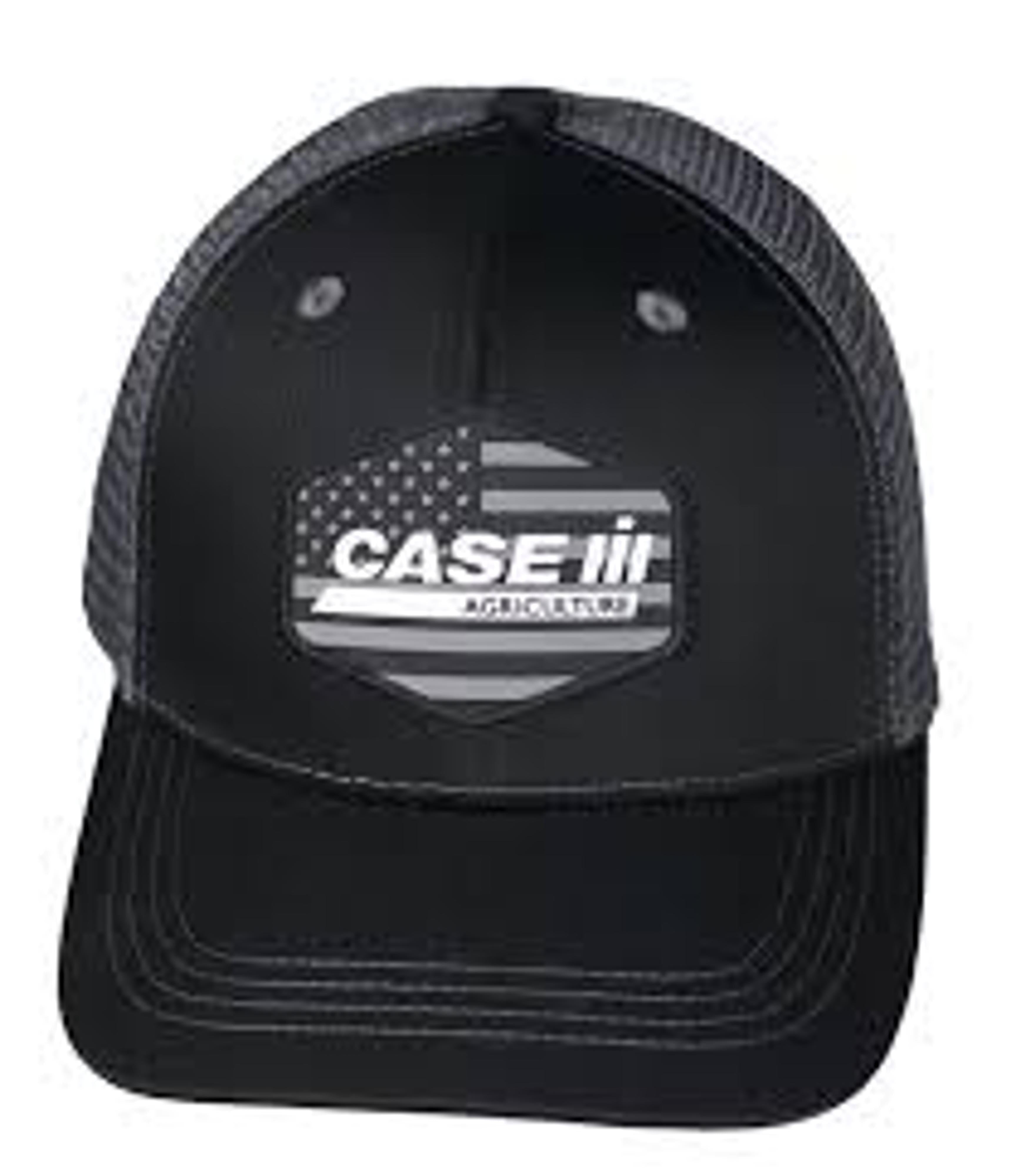 Case IH Black and White Rubber American Flag Patch Hat