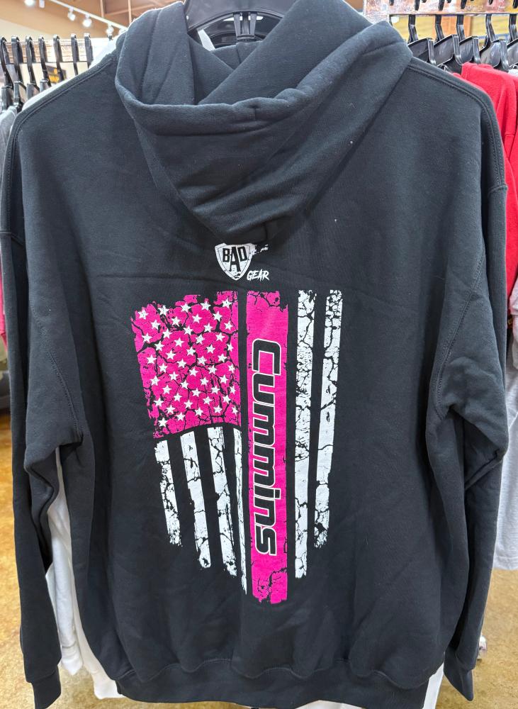 Bad Ass Diesel Cummins Pink Flag Hoodie-BADH04
