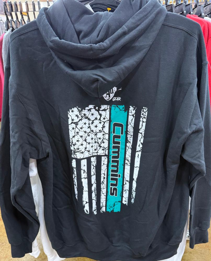 Bad Ass Diesel Cummins Teal Flag Hoodie-BADH05