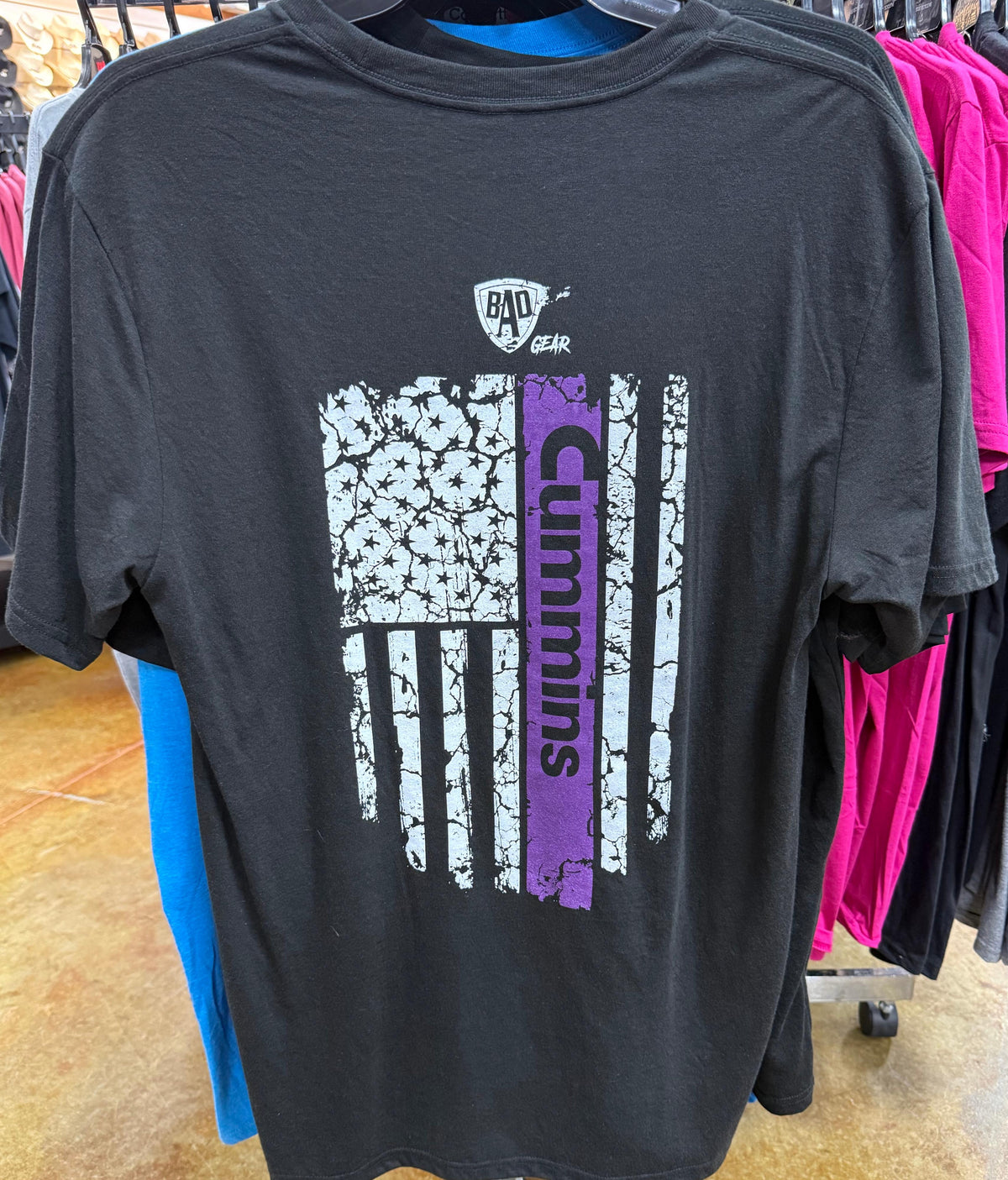 Bad Ass Diesel Mens Cummins Purple Flag Shirt-BAD044