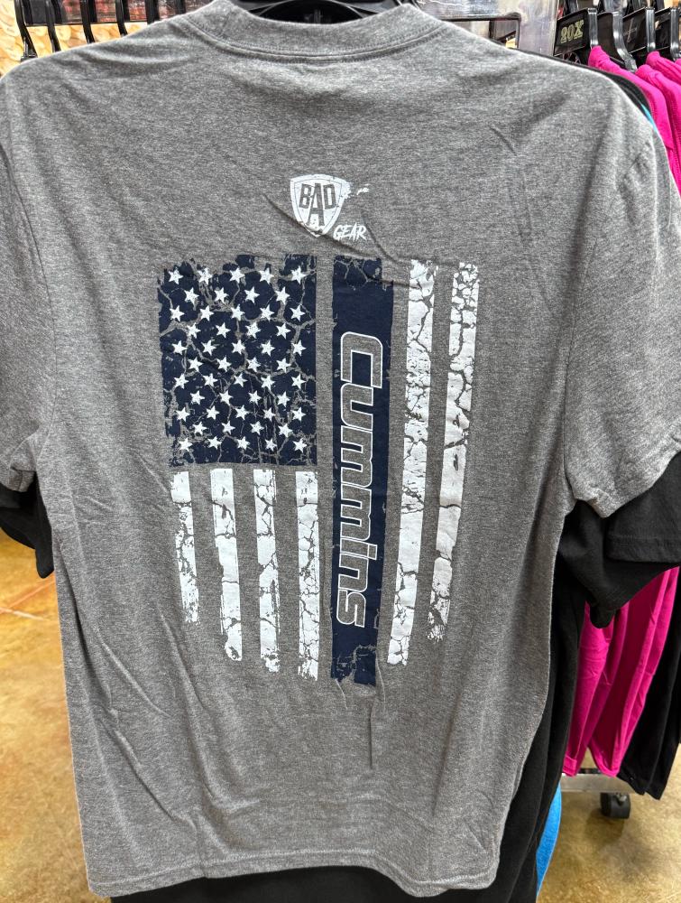 Bad Ass Diesel Cummins Navy Flag Shirt-BADT01