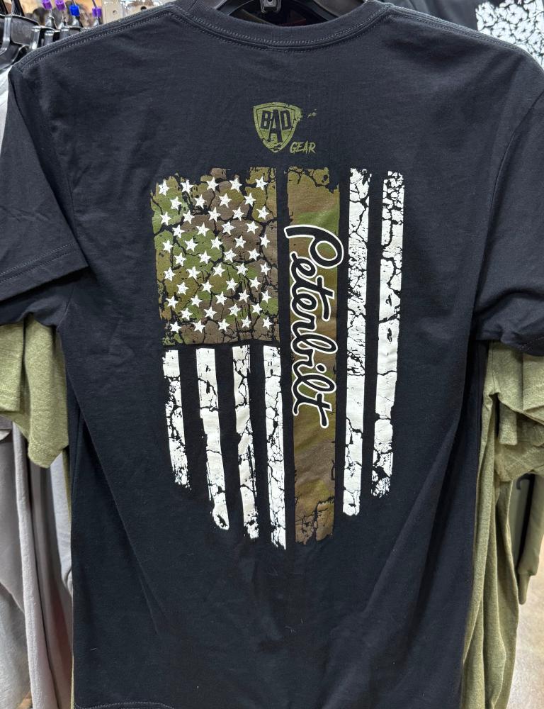 Bad Ass Diesel Peterbilt Camo Flag Shirt-BADT09