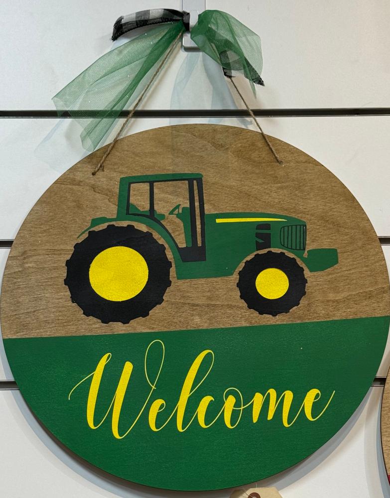 Party Party Party Welcome Green Tractor Sign-#4A