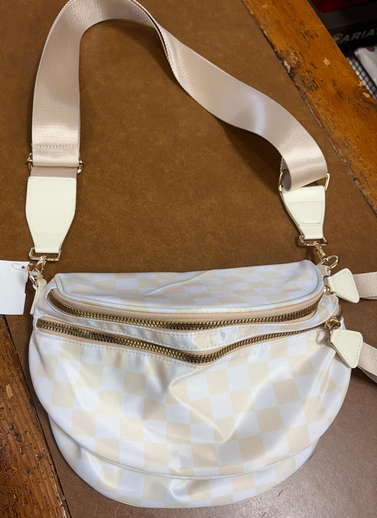 Aapparella Checkered Print Wide Strap Crossbody Bag-BH031406-P101
