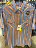 Ely Walker Mens Ely and Walker Ely Striped Short Sleeve Pearl Snap Shirt-E6S2026315-BL