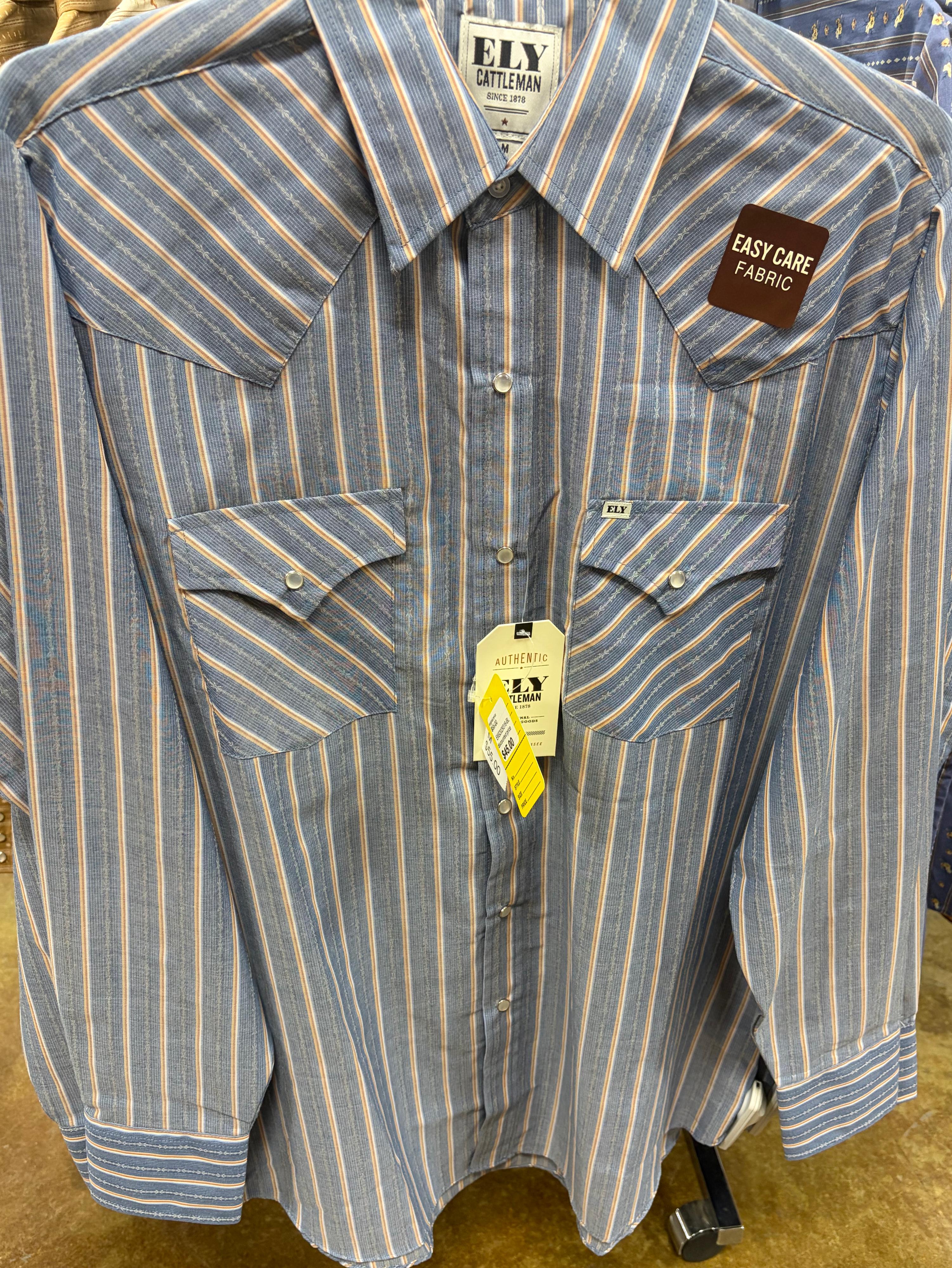 Ely Walker Mens Ely and Walker Ely Barbed Wire Pearl Snap Shirt-E6S2029316-BL