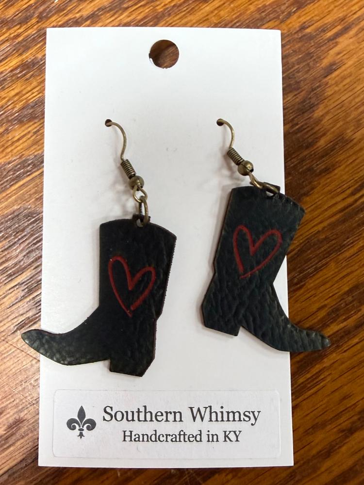 Southern Whimsy Black/Red Leather Boots-ER133