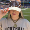 6J Threads Llc Brown Football White Polka Dot Cap-6J-02