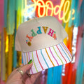 Doodles By Rebekah Happy Upside Down Embroidered Hat With Decorative Bill-DBR-H01