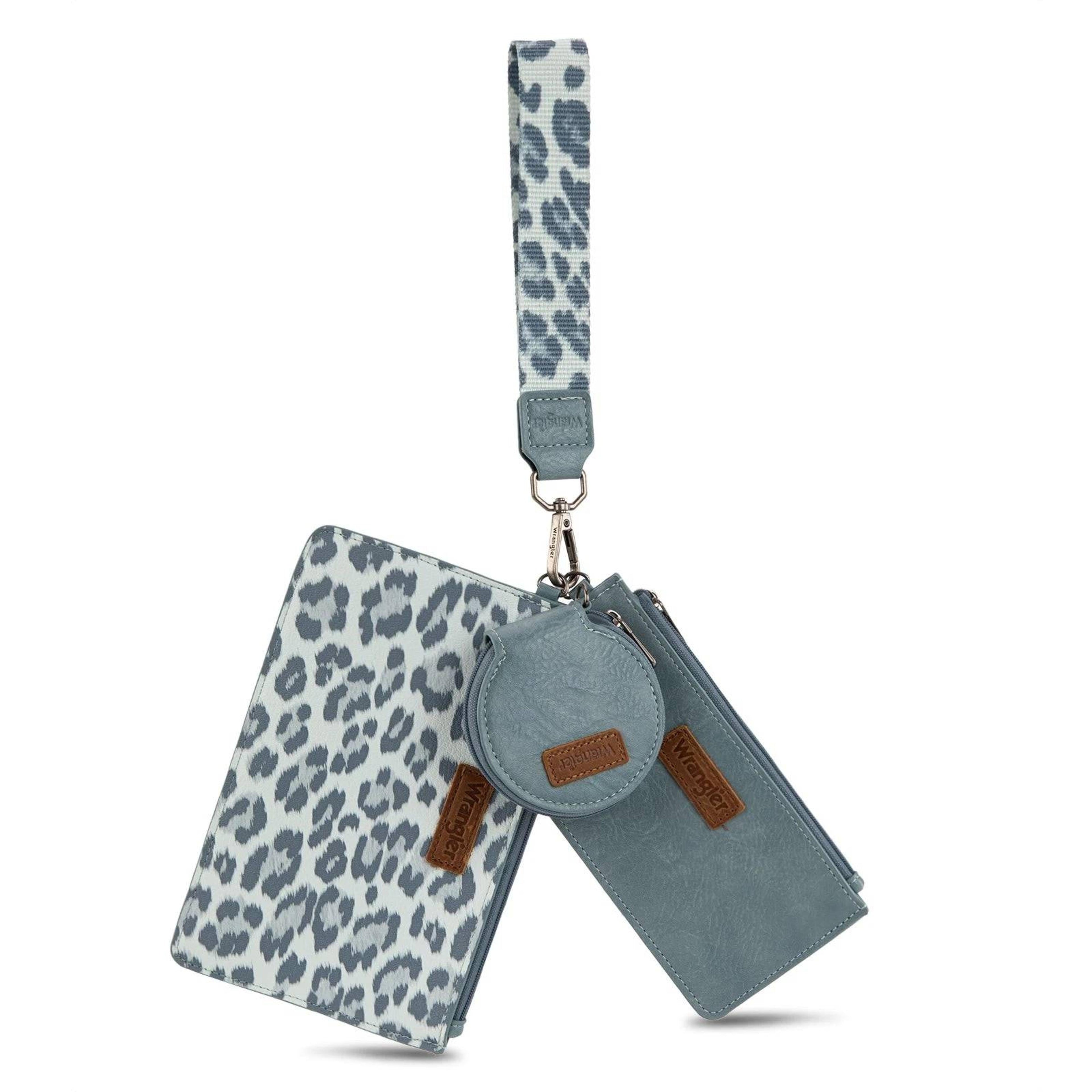 Montana West Wrangler Leopard Print Dual Pouch Wristlet-WG366-W114JN